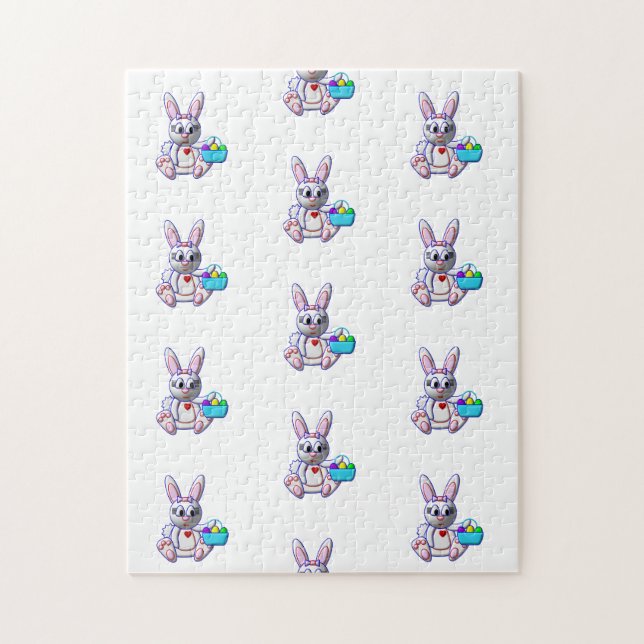 Niedlicher Bunny mit einem Korb Puzzle (Vertikal)