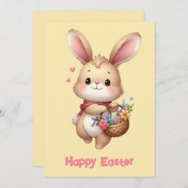 Niedlicher Bunny mit Korb und Shawellgelb Feiertagskarte