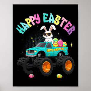 Niedlicher Bunny Monster Truck Happy Osterfest für Poster