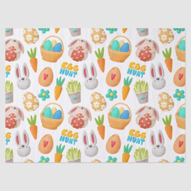 Niedlicher Bunny, Osterkörbe und Eierdekoupage Seidenpapier (Vorderseite)