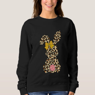 Niedlicher Bunny Rabbit Leopard Bow Krawatte Happy Sweatshirt