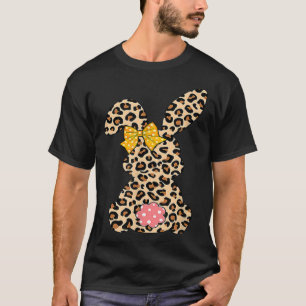 Niedlicher Bunny Rabbit Leopard Bow Krawatte Happy T-Shirt