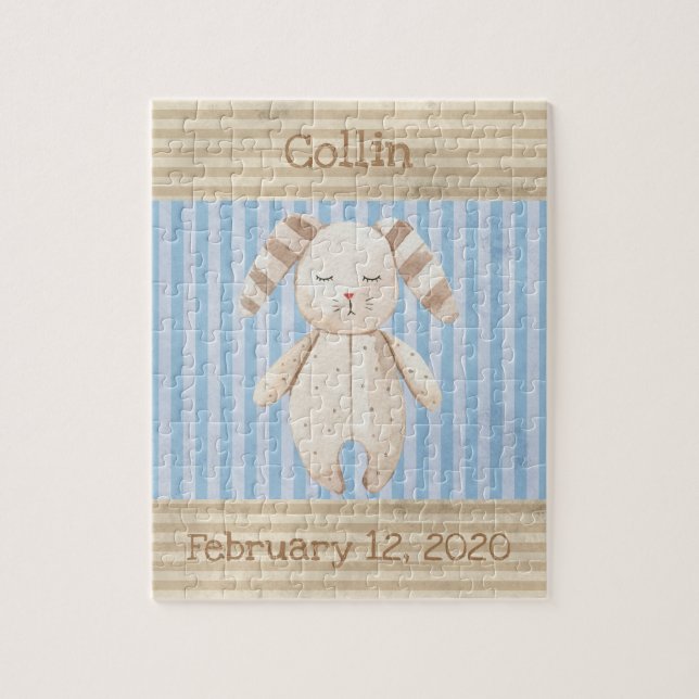 Niedlicher Bunny Rabbit Monogram Spaß Puzzle (Vertikal)