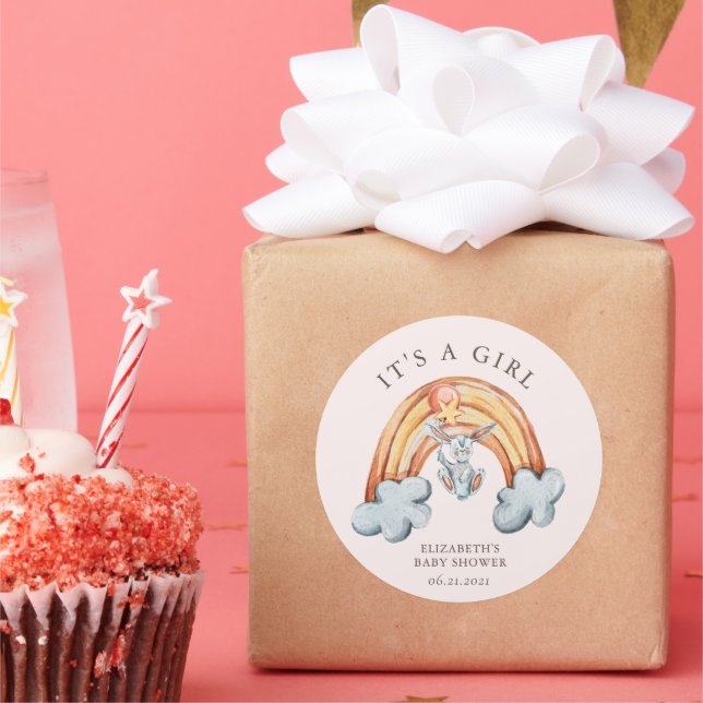 Niedlicher Bunny Rainbow Runder Aufkleber (Party)