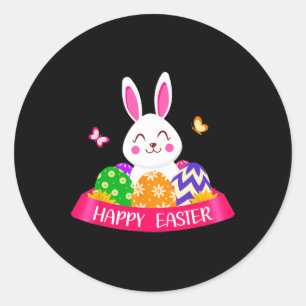 Niedlicher Bunny Spring Hunt Eggs Rabbit Happy Oas Runder Aufkleber