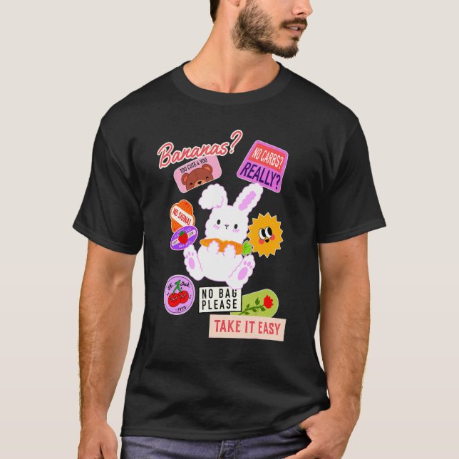 Niedlicher Bunny Take Easy Cool T-Shirt (Vorderseite)