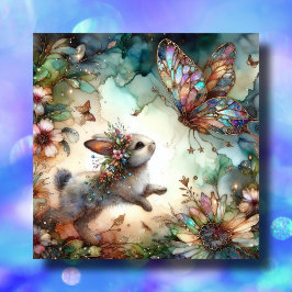 Niedlicher Bunny und Butterfly gestanzter Glashaus Feiertagskarte