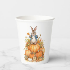 Niedlicher Bunny und Kürbis Herbst Geburtstag Pappbecher