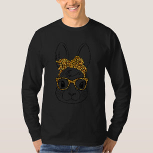 Niedlicher Bunny Wearing Brillen Leopard Ostertag  T-Shirt