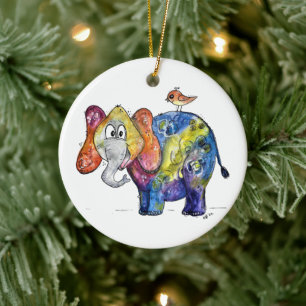 Niedlicher bunter Elefant Keramik Ornament