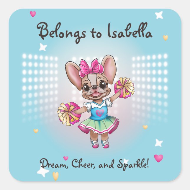 Niedlicher bunter französischer Geistesgeist Quadratischer Aufkleber (Vorderseite)