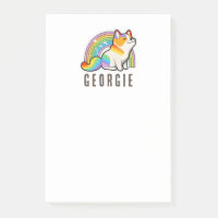 Niedlicher bunter Hund und Regenbogen Nachhinweise
