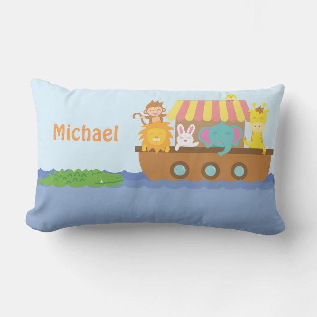 Niedlicher bunter Noahs Lendenkissen (Vorderseite)