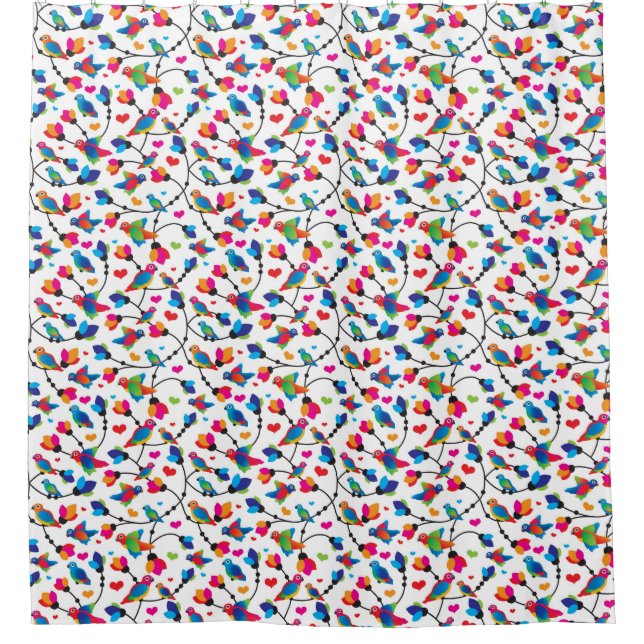 niedlicher bunter Papageienvogel Duschvorhang (Vorderseite)