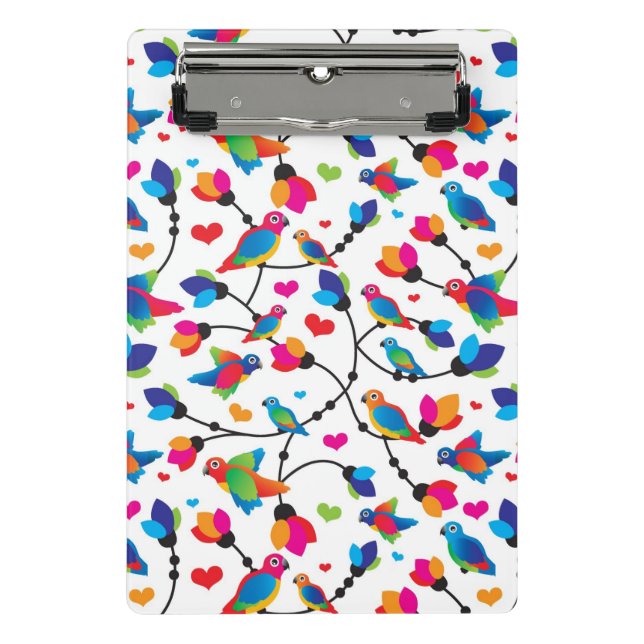 niedlicher bunter Papageienvogel Mini Klemmbrett (Vorderseite)