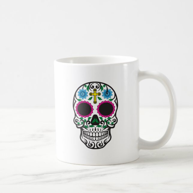 Niedlicher bunter Zuckerschädel dia de Los Muertos Tasse (Rechts)