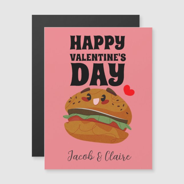 niedlicher Burger, Happy valentine personalifizier Magnetkarte (Vorne/Hinten)
