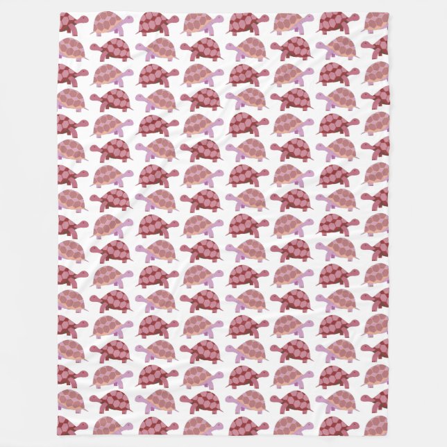 Niedlicher Burgunder Cartoon Tortoise Pattern Fleecedecke (Vorderseite)