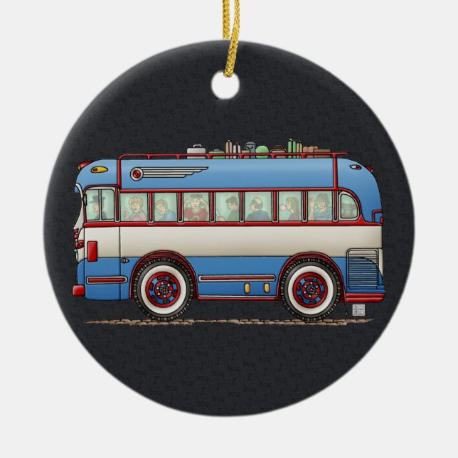 Niedlicher Bus-Ausflug-Bus Keramikornament (Vorne)