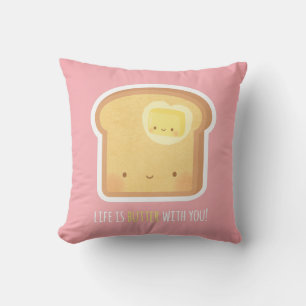 Niedlicher Butter und Toast Couple Funny Liebe Puf Kissen