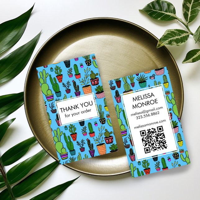 Niedlicher Cacti & Succulents QR Code Order Vielen Visitenkarte (Cute Cacti & Succulents QR Code Order Thank You Business Card
Customer Appreciation Packaging Crafts)