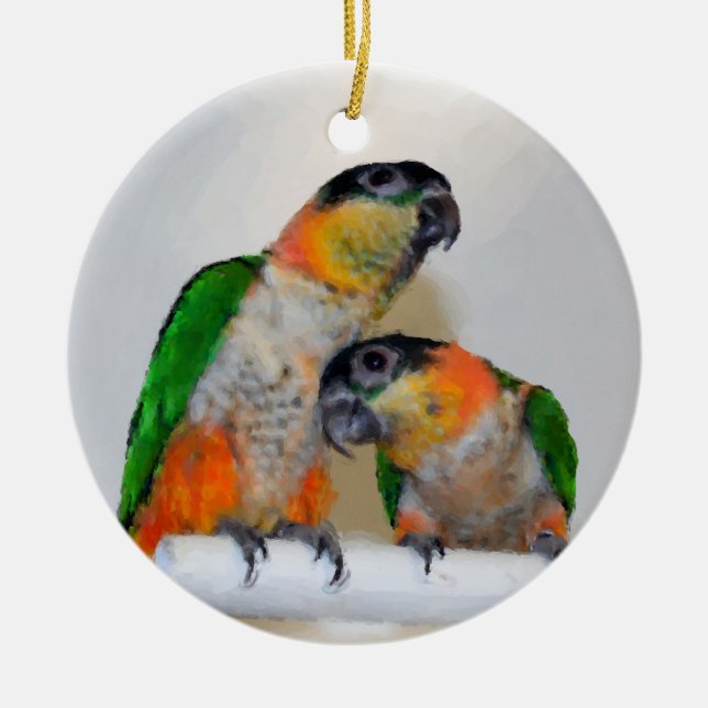 Niedlicher Caique Parrot Pair Bird Ornament (Vorne)