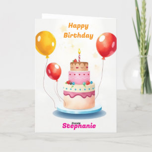 Niedlicher Cake Piece Balloons Happy Birthday Karte