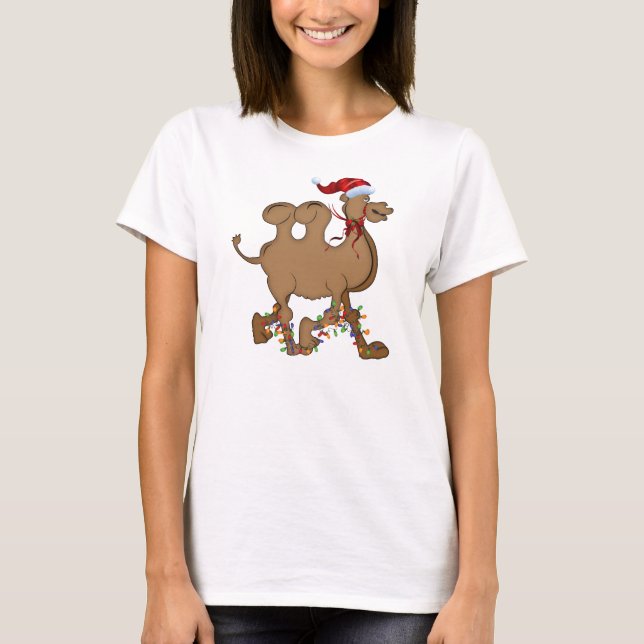 Niedlicher Camel Hump Weihnachten T-Shirt (Vorderseite)