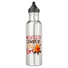 Niedlicher Camper am Campfire Funny Camping Edelstahlflasche