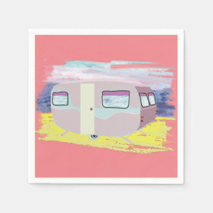 Niedlicher Camper am Strand Serviette