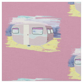 Niedlicher Camper am Strand Stoff
