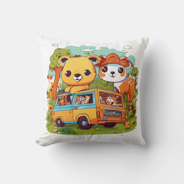 Niedlicher Camper Van Adventure Pillow für Kinder Kissen (Vorderseite)