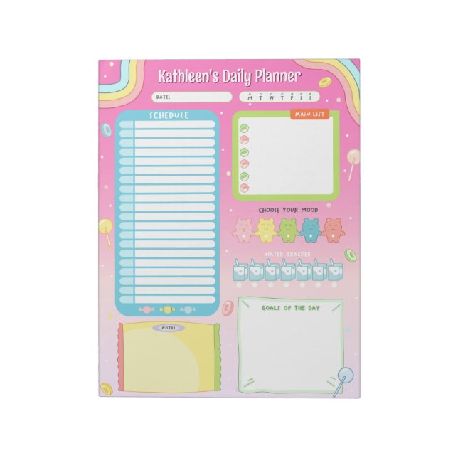 Niedlicher Candy Daily Planer Notepad Pink Notizblock (Rotiert)