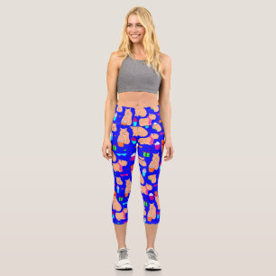 niedlicher Capybara-Blauer Capri Leggings