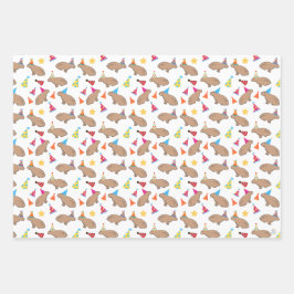 Niedlicher Capybara Hand-Illustrierter Whimsical G Geschenkpapier Set