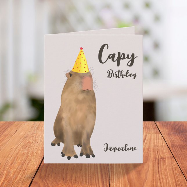 Niedlicher Capybara Pun Illustration Geburtstag Karte (Von Creator hochgeladen)