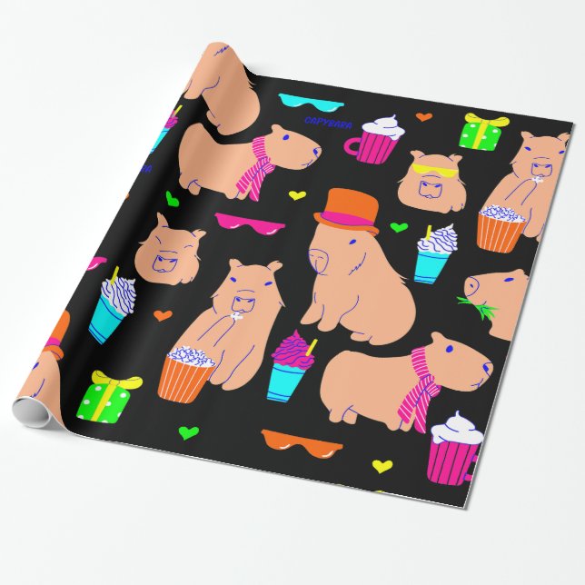 niedlicher Capybarockkomör Geschenkpapier (Ungerollt)