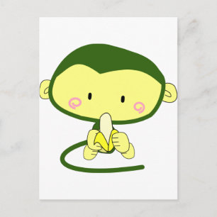 Niedlicher Cartoon Affe isst Banane Postkarte