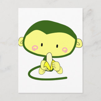 Niedlicher Cartoon Affe isst Banane Postkarte