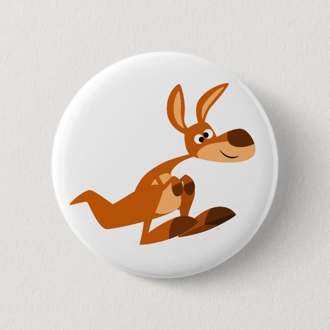 Niedlicher Cartoon Albern Kangaroo Button Abzeiche (Vorderseite)