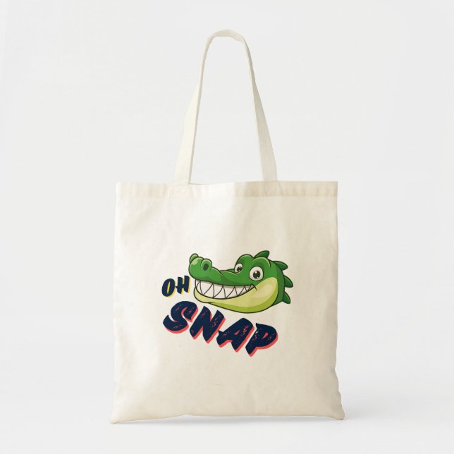 Niedlicher Cartoon Alligator Snappappy Oh Snap Fun Tragetasche (Vorne)
