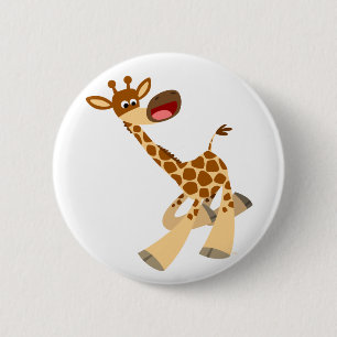 Niedlicher Cartoon Ambling Giraffe Button Abzeiche