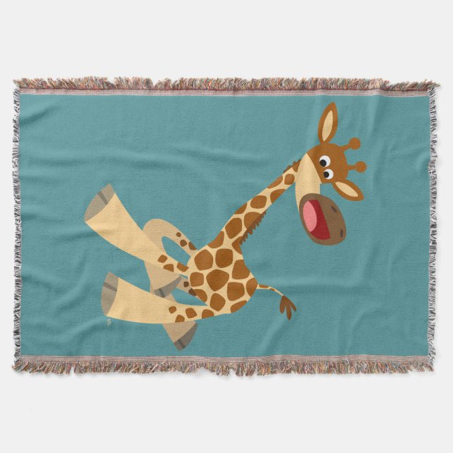 Niedlicher Cartoon Ambling Giraffe Decke (Vorderseite)
