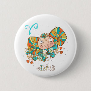 Niedlicher Cartoon Aries Button