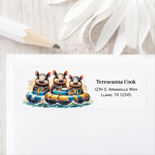 Niedlicher Cartoon Armadillos mit Spaß am Fluss (Insitu)