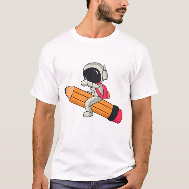 Niedlicher Cartoon Astronaut T - Shirt - Spaß (Vorderseite)