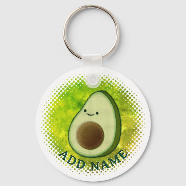 Niedlicher Cartoon Avocado Aquarellfarbe Schlüsselanhänger (Vorderseite)