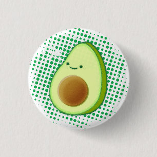 Niedlicher Cartoon Avocado auf störendem Vortex Button