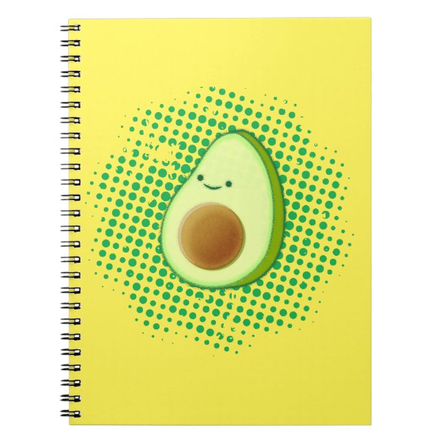 Niedlicher Cartoon Avocado auf störendem Vortex Notizblock (Vorderseite)