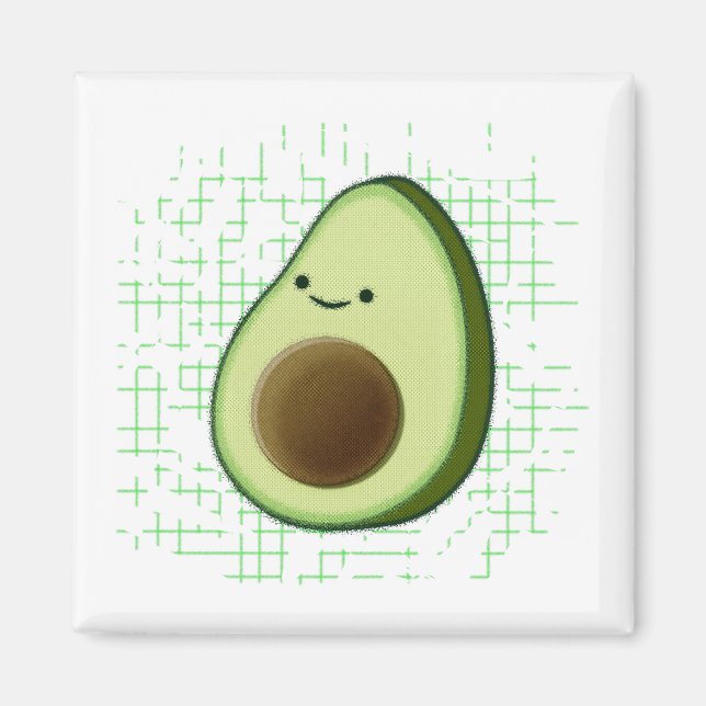 Niedlicher Cartoon Avocado im Hintergrund Magnet (Vorne)